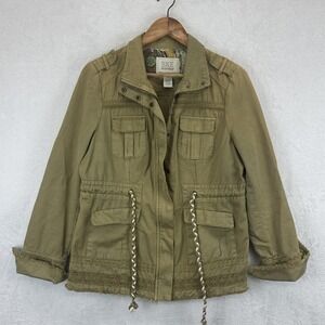BKE Outerwear‎ Jacket Womens Medium Green Utility Military Field Lace Drawstring